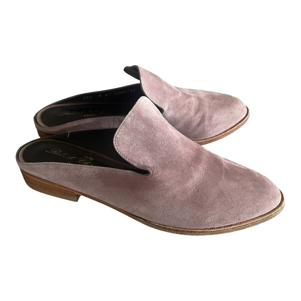 ROBERT CLERGERIE Alice Women Size 37.5 Mauve Suede Slides Slip-On Mules Loafers